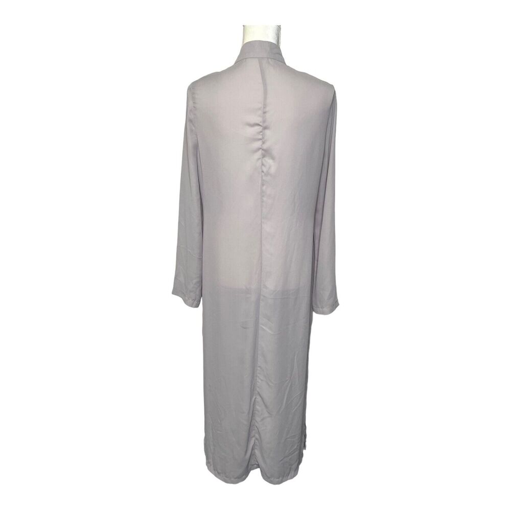 Missguided Women Solid Gray Duster Coat Long Sleeve Open Front D-Ring Neck Strap - Picture 2 of 3